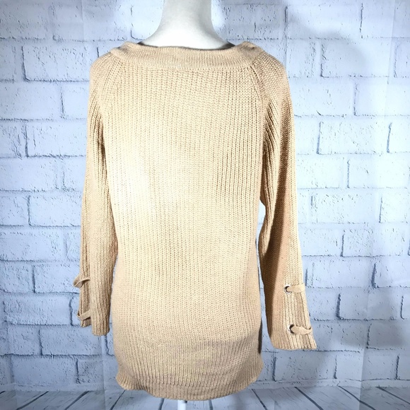 PULLOVER V-NECK BANDAGE LONG SLEEVES SWEATER - Picture 5 of 5